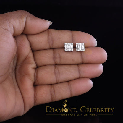 DiamondCelebritees  925 White Sterling Silver 0.74ct Cubic Zirconia Square Women's Stud Earrings