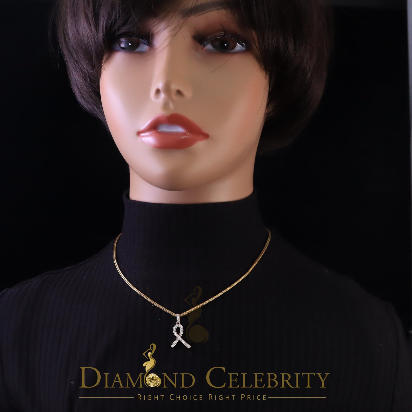 DiamondCelebritees 925 Sterling Silver Fashion Ribbon Shape Pendant Yellow 0.26ct Cubic Zirconia