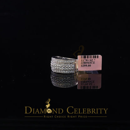 DiamondCelebritees 925 Sterling White Silver 6.0ct Cubic Zirconia Wide Round Women's Ring Size 7.5