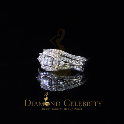 DiamondCelebritees 1.75ct Cubic Zirconia White Sterling Silver Men's/ Women 2PC Bridal Rings Size 7