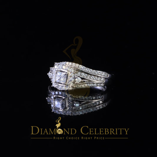 DiamondCelebritees 1.75ct Cubic Zirconia White Sterling Silver Men's/ Women 2PC Bridal Rings Size 7