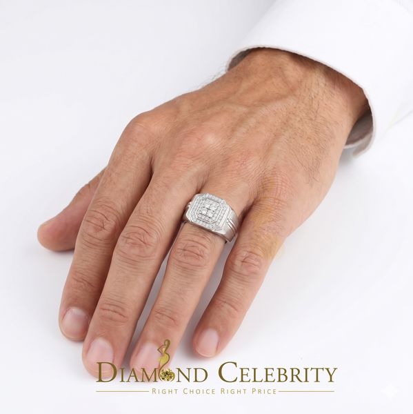 DiamondCelebritees Men's 925 Sterling White Silver Octagon 1.50ct Cubic Zirconia Ring Size 12