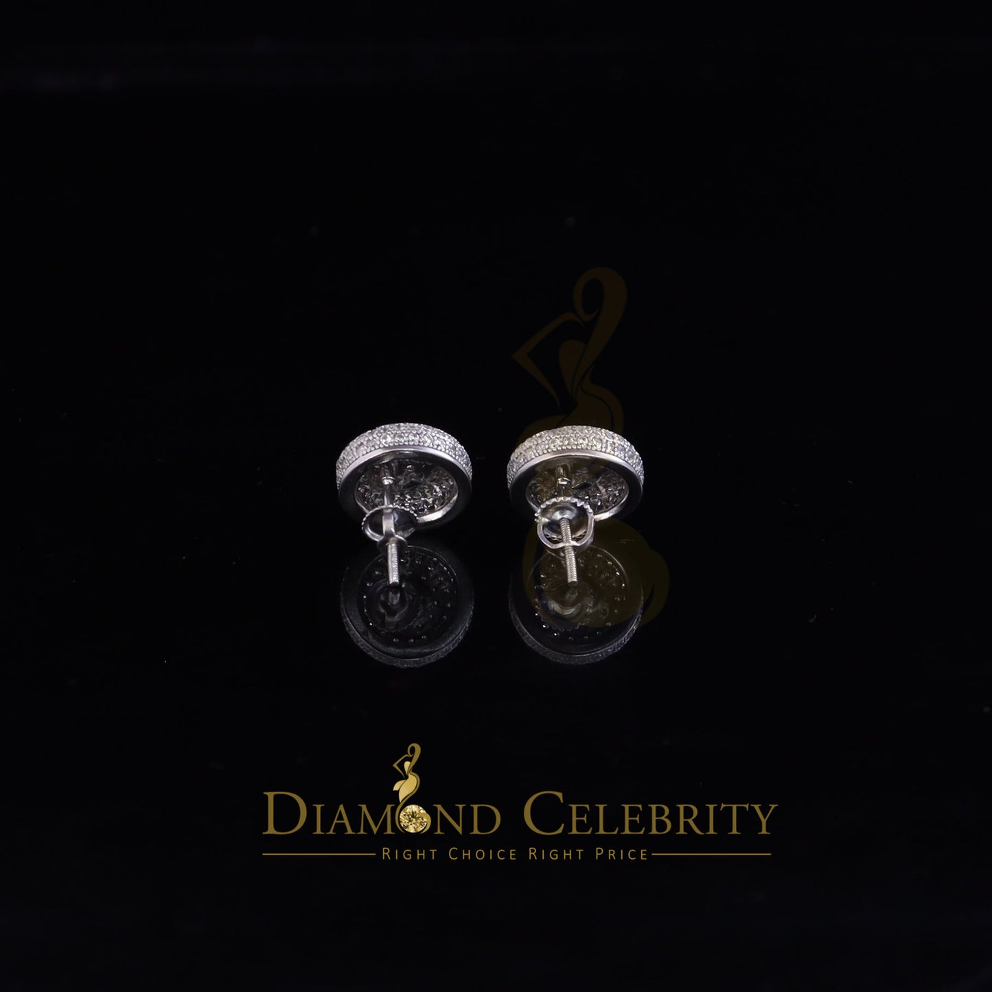 DiamondCelebritees  925 Sterling White Silver 2.50ct Cubic Zirconia Round Screw Back Stud Earrings