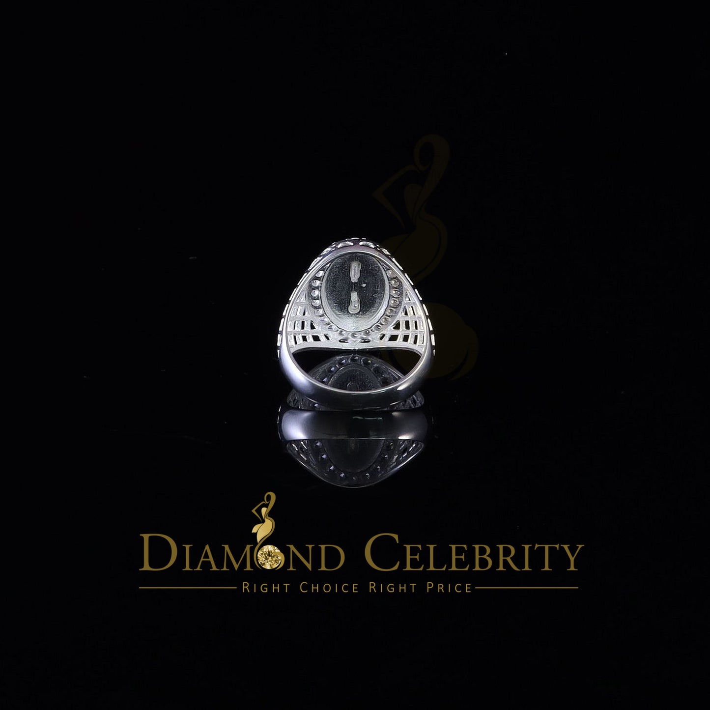 DiamondCelebritees White Oval Shape CZ 925 Sterling Silver St Jude Fancy Women's Religious Ring SZ 6.5