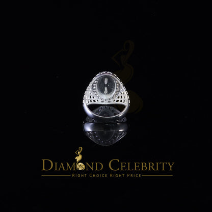 DiamondCelebritees White Oval Shape CZ 925 Sterling Silver St Jude Fancy Women's Religious Ring SZ 6.5