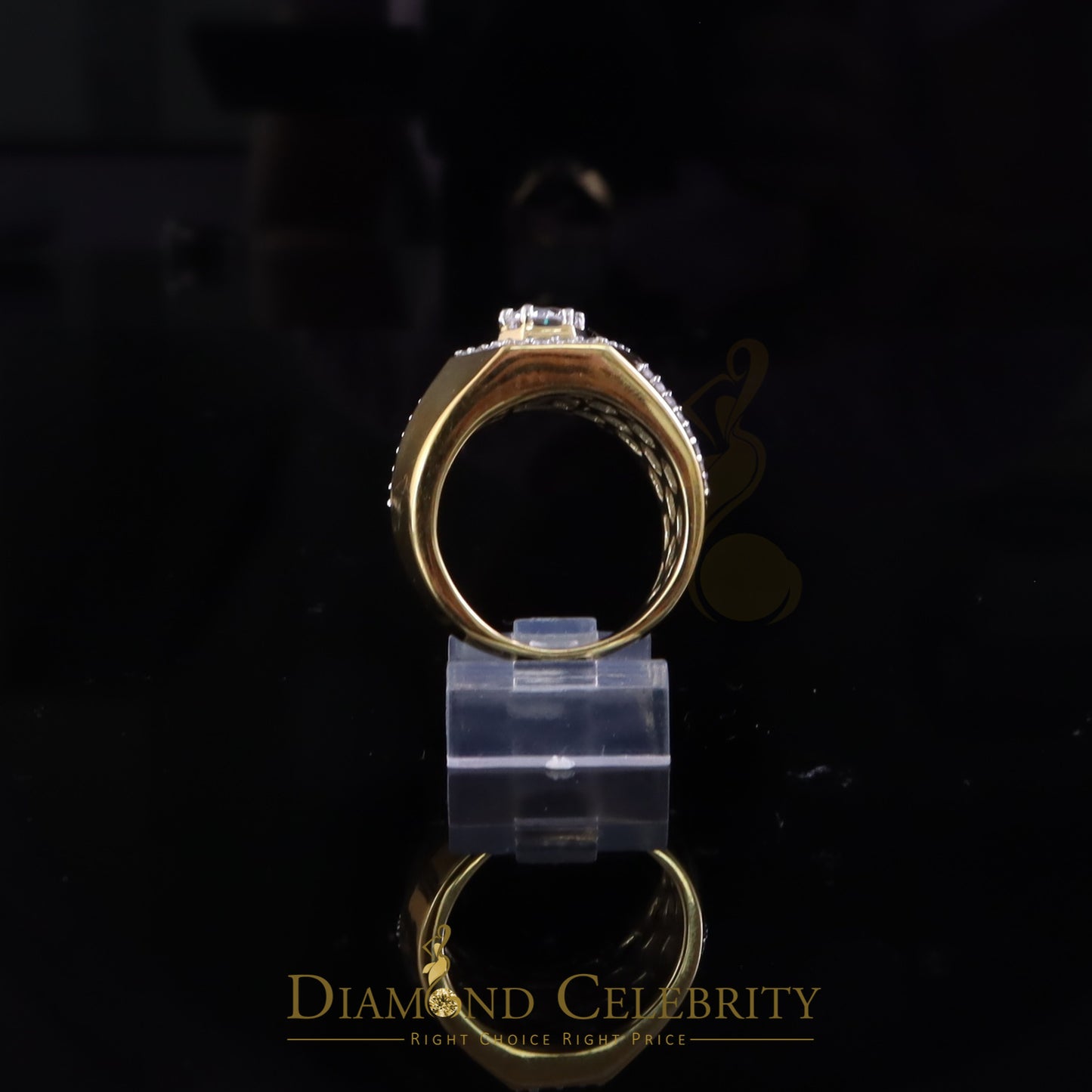 DiamondCelebritees 925 Yellow Sterling Silver Cubic Zirconia 2.44ct Men Ring Size 9