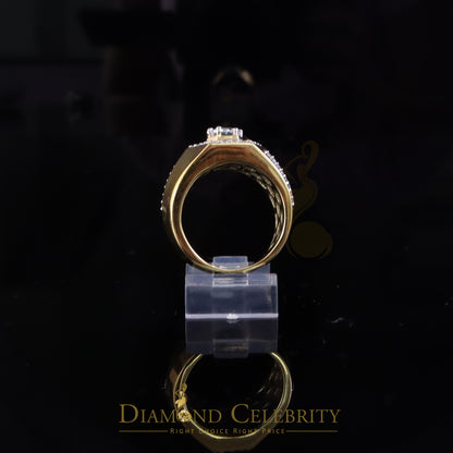 DiamondCelebritees 925 Yellow Sterling Silver Cubic Zirconia 2.44ct Men Ring Size 9