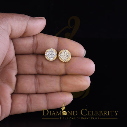 DiamondCelebritees 925 Sterling Silver Yellow Hip Hop 0.15ct Diamond Men's & Women's Round Earrings