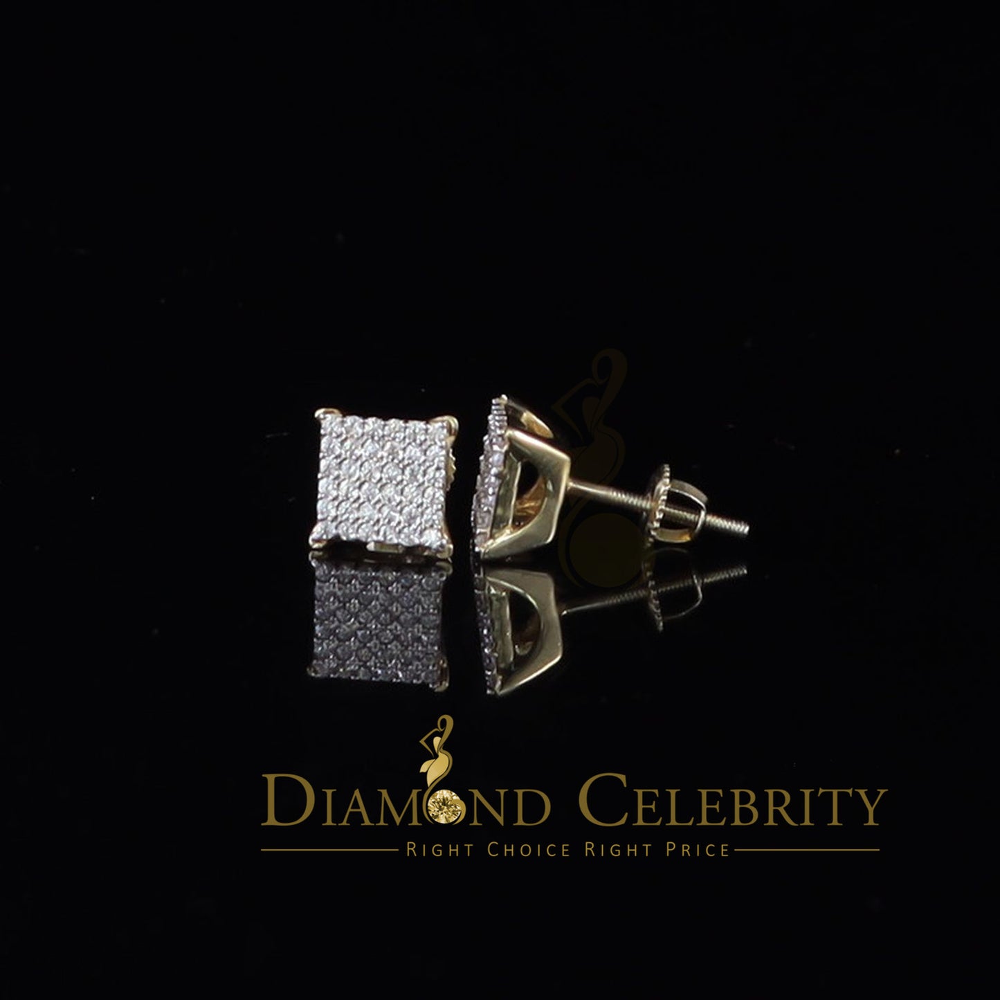 DiamondCelebritees  925 Sterling Yellow Silver 0.72ct Cubic Zirconia Square Womens Stud Earrings