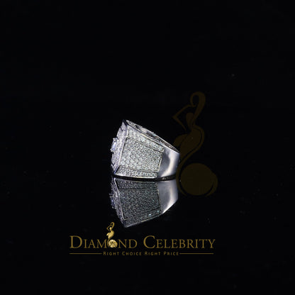 DiamondCelebritees 925 Silver White 14.00ct Cubic Zirconia Wide Band Men's Engagement Ring Size 10