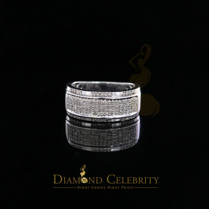 DiamondCelebritees 0.45 CT Real Diamond 925 Silver White Band Shine Men's Engagement Ring Size 11