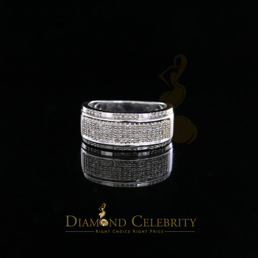 DiamondCelebritees 0.45 CT Real Diamond 925 Silver White Band Shine Men's Engagement Ring Size 11
