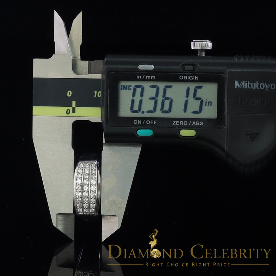 DiamondCelebritees Diamond Celebrity 925 White Sterling Silver 27 Cubic Zirconia Mens Ring Size 8.5
