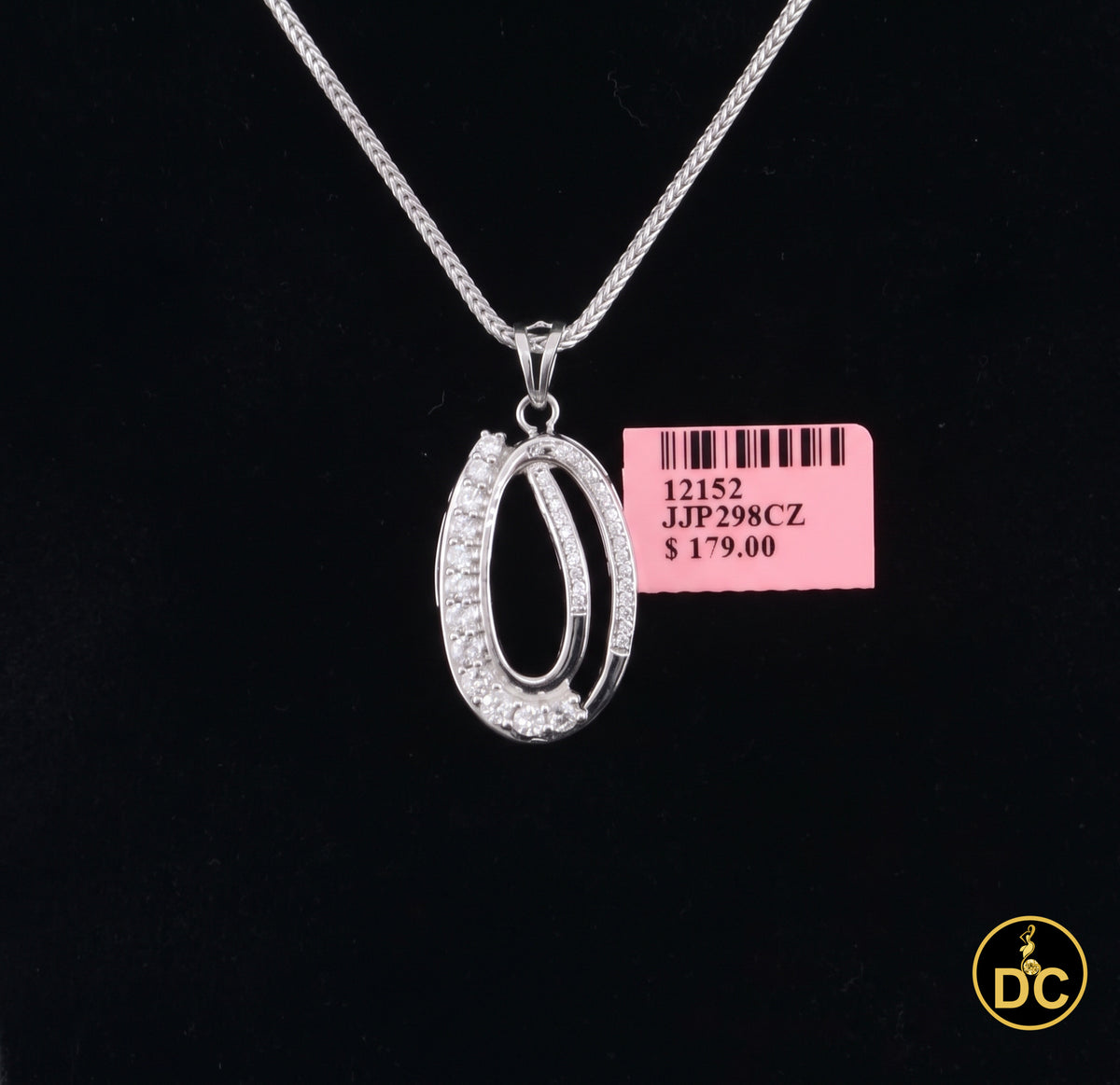 DiamondCelebritees 925 Silver 1.32ct Cubic Zirconia Double Oval Interlocking 1 inch Pendant