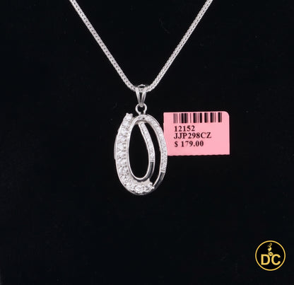 DiamondCelebritees 925 Silver 1.32ct Cubic Zirconia Double Oval Interlocking 1 inch Pendant