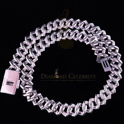 DiamondCelebritees 925 Silver 40ct Moissanite White Men's Cuban Necklace SZ 20inch & 16mm Width