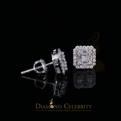 DiamondCelebritees  925 Hip Hop White Sterling Silver 0.64ct Cubic Zirconia Women's Square Earrings