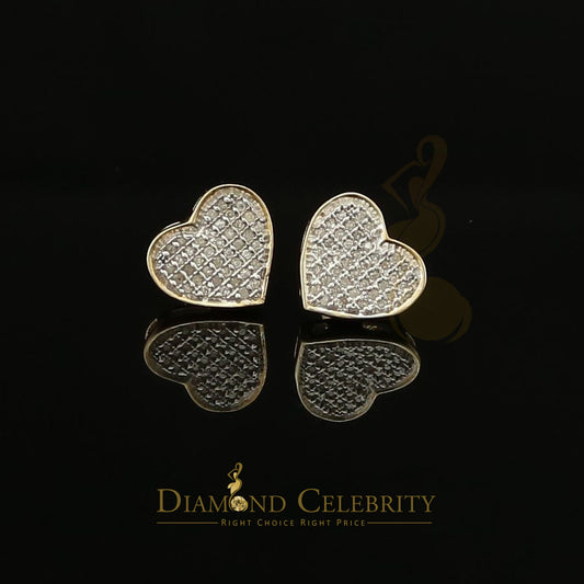 DiamondCelebritees Heart 925 Yellow Silver Aretes Para Hombre 0.25ct Diamond Women's /Men's Earring