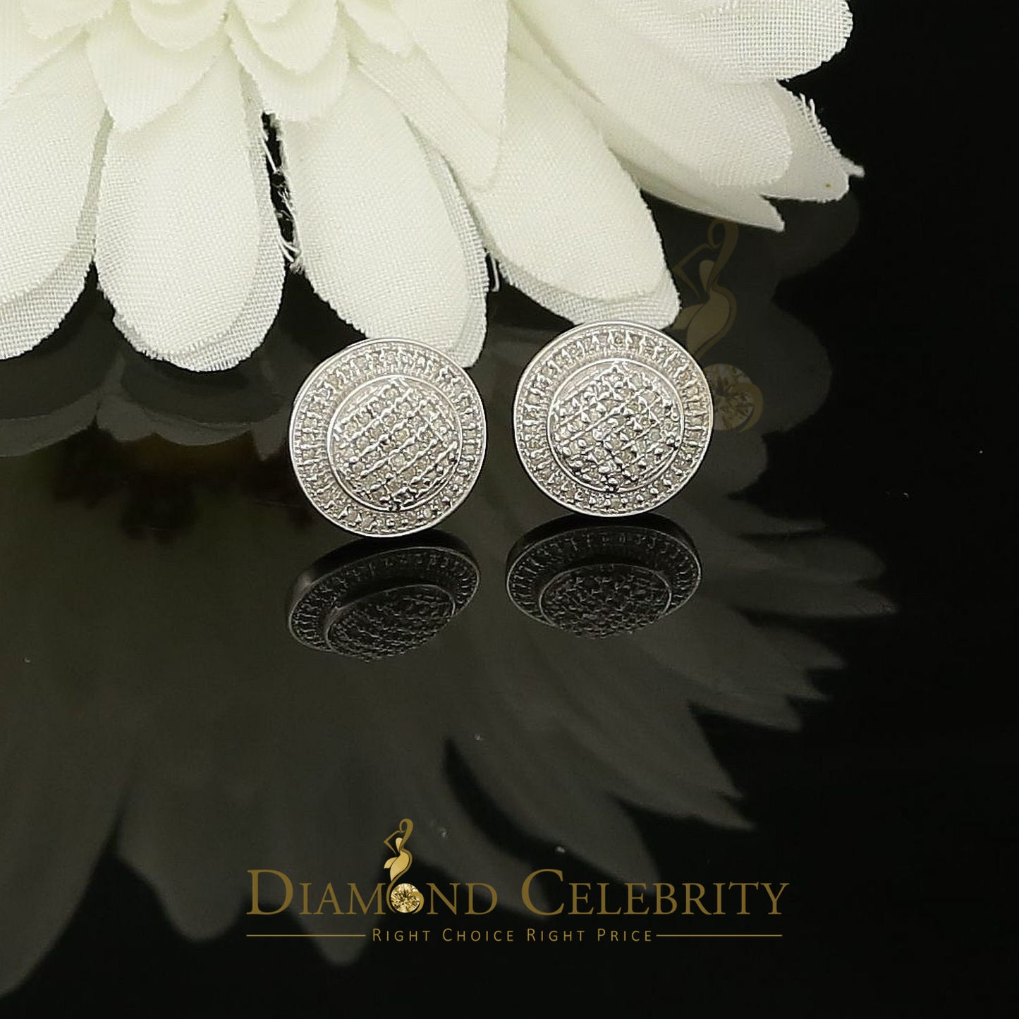 DiamondCelebritees Aretes Para Hombre Square 925 White Silver 0.33ct Diamond Women & Men Earrings