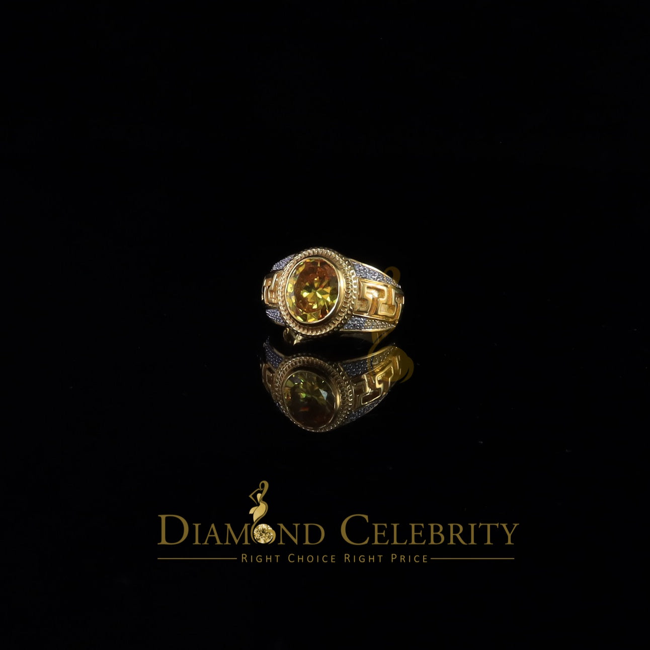 DiamondCelebritees 8.10ct 925 Sterling White Silver Oval Cubic Zirconia Men's Ring Size 9