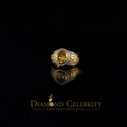 DiamondCelebritees 8.10ct 925 Sterling White Silver Oval Cubic Zirconia Men's Ring Size 9