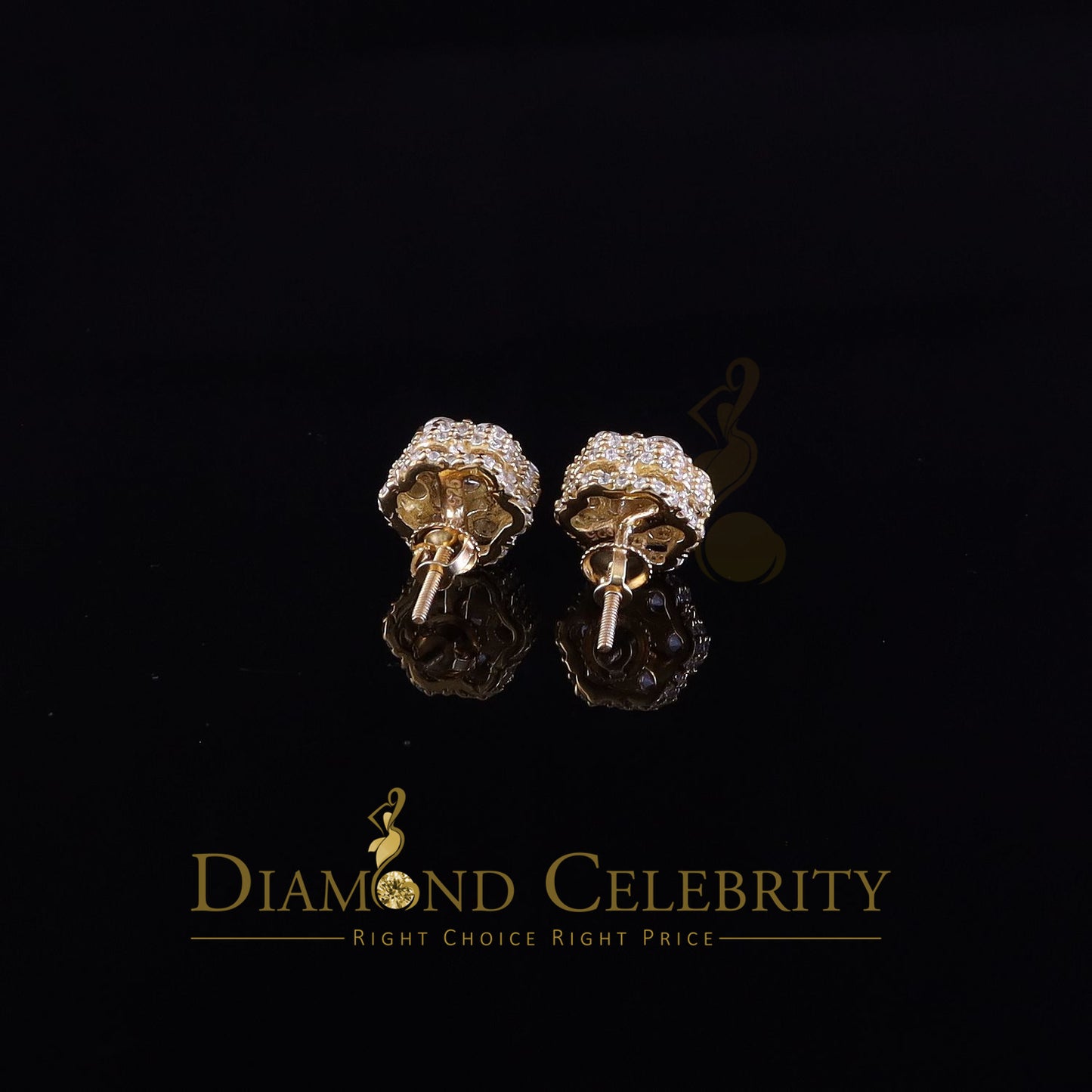 DiamondCelebritees  Round Style Earring 2.00ct Cubic Zirconia 925 Sterling Silver Yellow for He/She