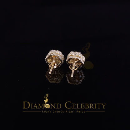 DiamondCelebritees  Round Style Earring 2.00ct Cubic Zirconia 925 Sterling Silver Yellow for He/She