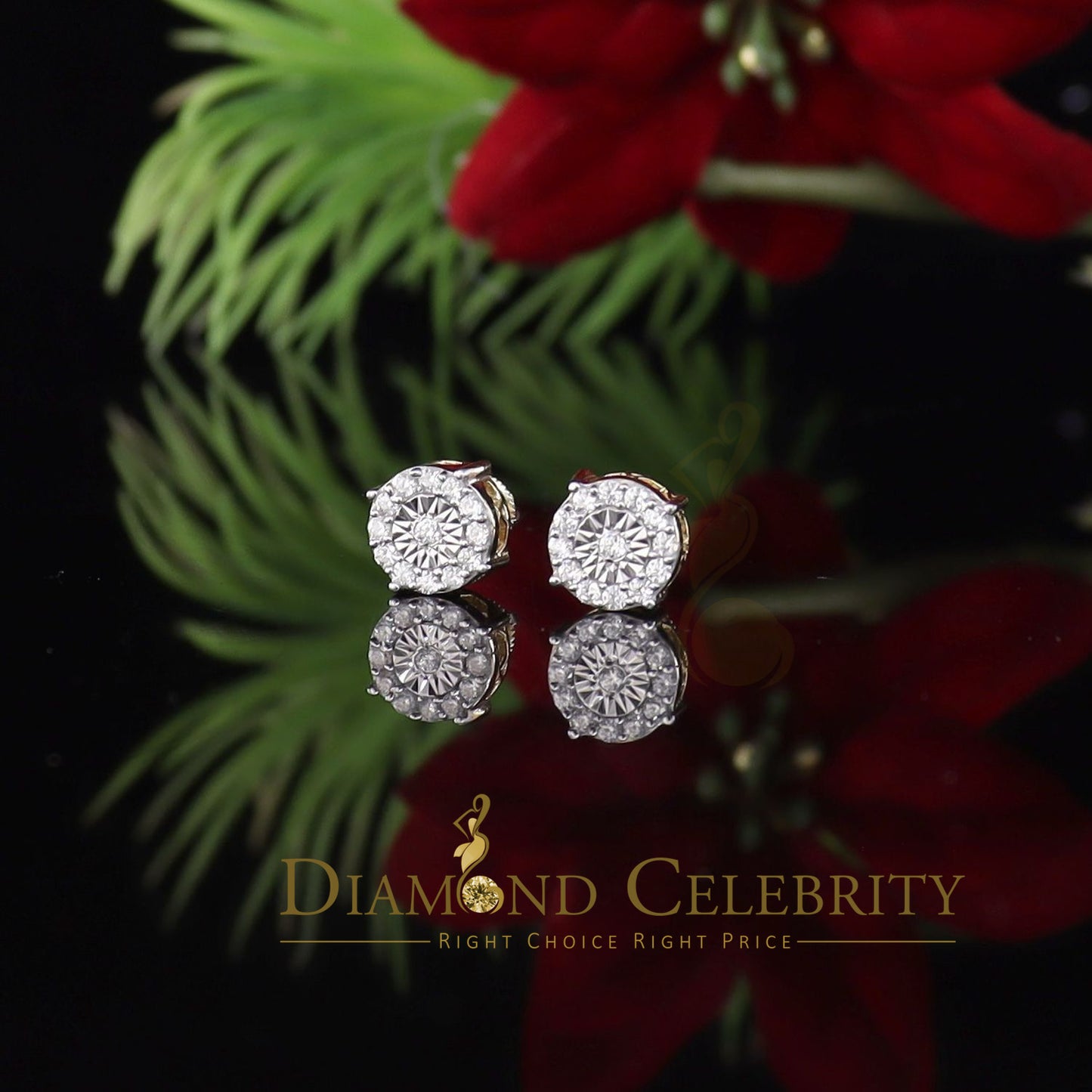 DiamondCelebritees  Yellow Silver 1.12ct Cubic Zirconia 925 Women's & Men's Hip Hop Square Earrings