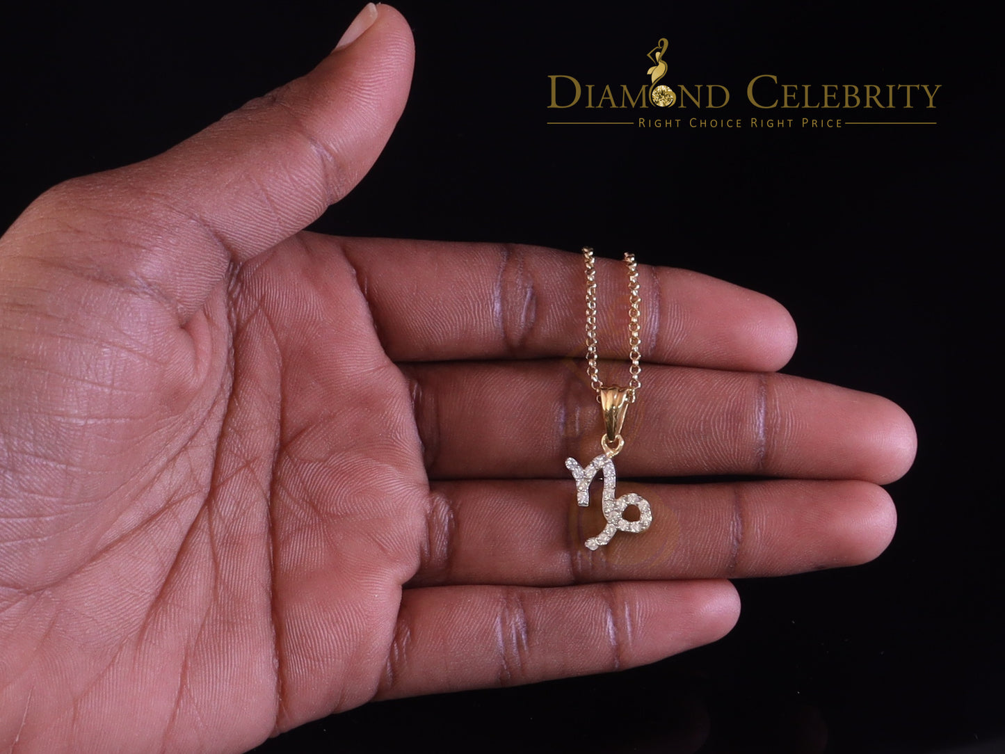 DiamondCelebritees 0.50ct Cubic Zirconia Yellow Silver CAPRICORN JANUARY Month Pendant Men & Women