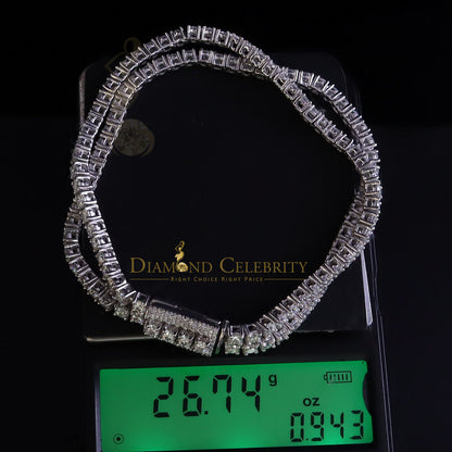 Diamondcelebritees  Tennis Bracelete 4mm Thick 8" Long 15ct Moissanite White 925 Silver Round 2Row