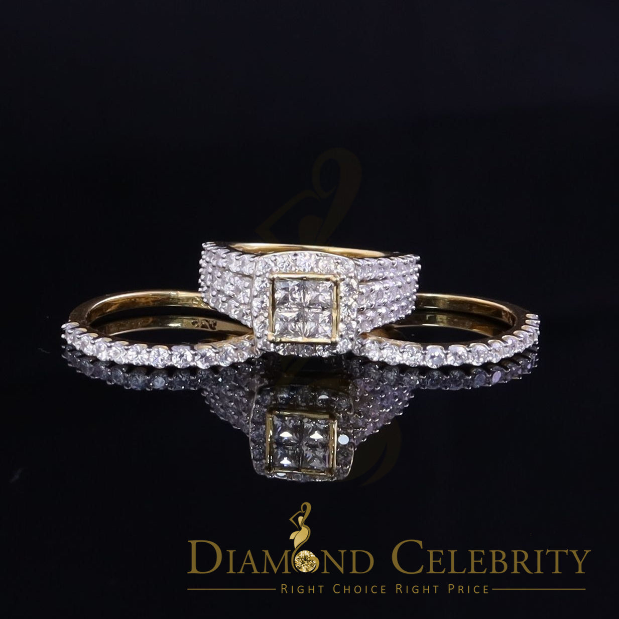 DiamondCelebritees 925 Sterling Yellow Square 2.08ct Cubic Zirconia Silver Wedding Womes Ring SZ 6