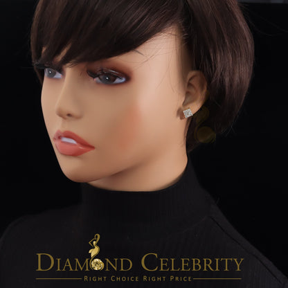 DiamondCelebritees 10K Real Yellow Gold Real Diamond 0.75CT Men's/Women's Stud Square Earring