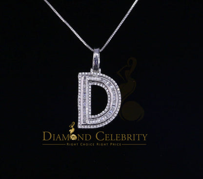 DiamondCelebritees White Bugutte Initial All Alphabet Sterling Silver Pendant with Cubic Zirconia