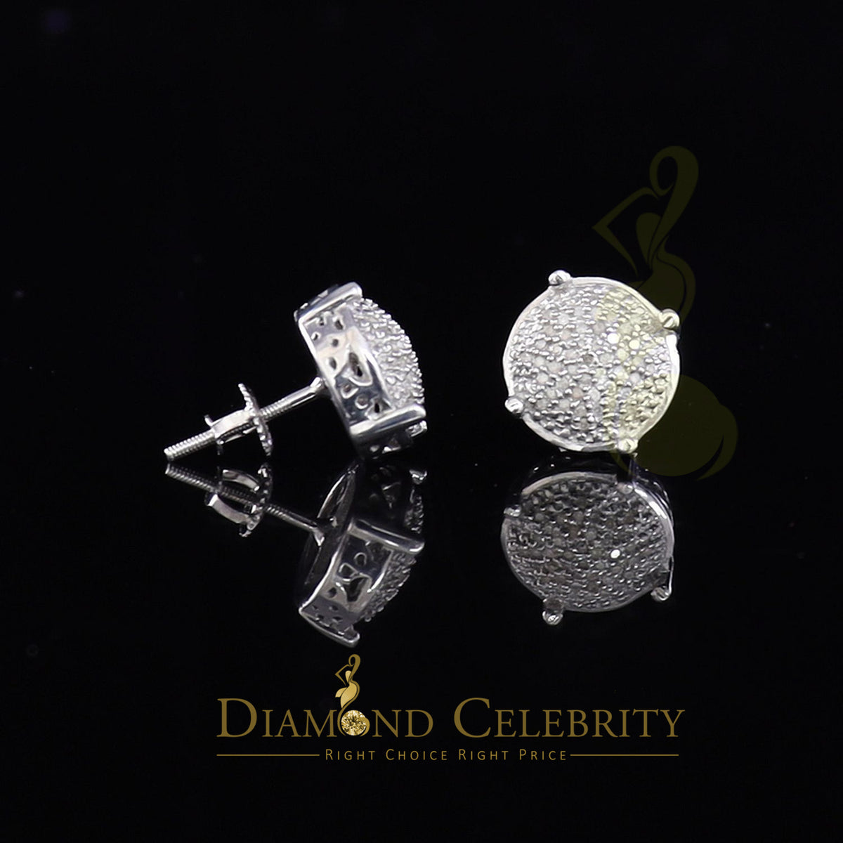 DiamondCelebritees 0.25ct Diamond 925 Sterling Silver White For Men & Women Stud Round Earrings