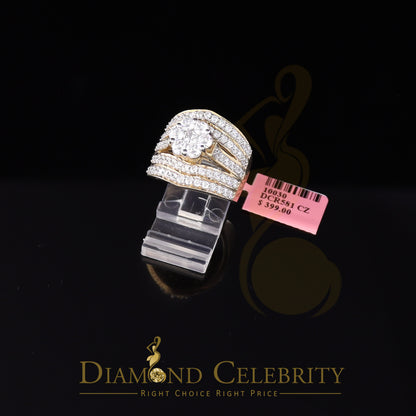 DiamondCelebritees Women's 6.00ct. Cubic Zirconia 925 Yellow Sterling Silver Floral Ring Size 8