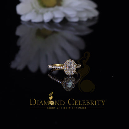 King Of Blings  10K Yellow Gold 1.50CT 'VVS' 'FL' D clr Oval Cut Moissonite Womens Ring Size 7