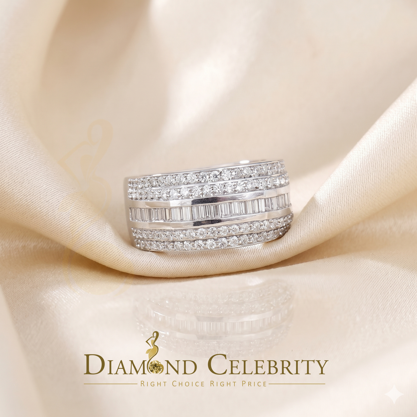 DiamondCelebritees Sterling White Silver 4.50ct Cubic Zirconia Band Fashion Men's Ring Size 9.5