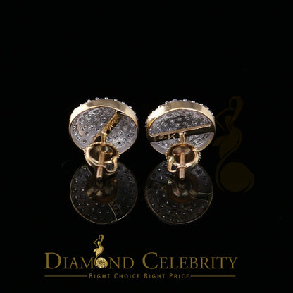 DiamondCelebritees 10K Real Yellow Gold Real Diamond 1.25CT Men's/Women's Stud Round Earring