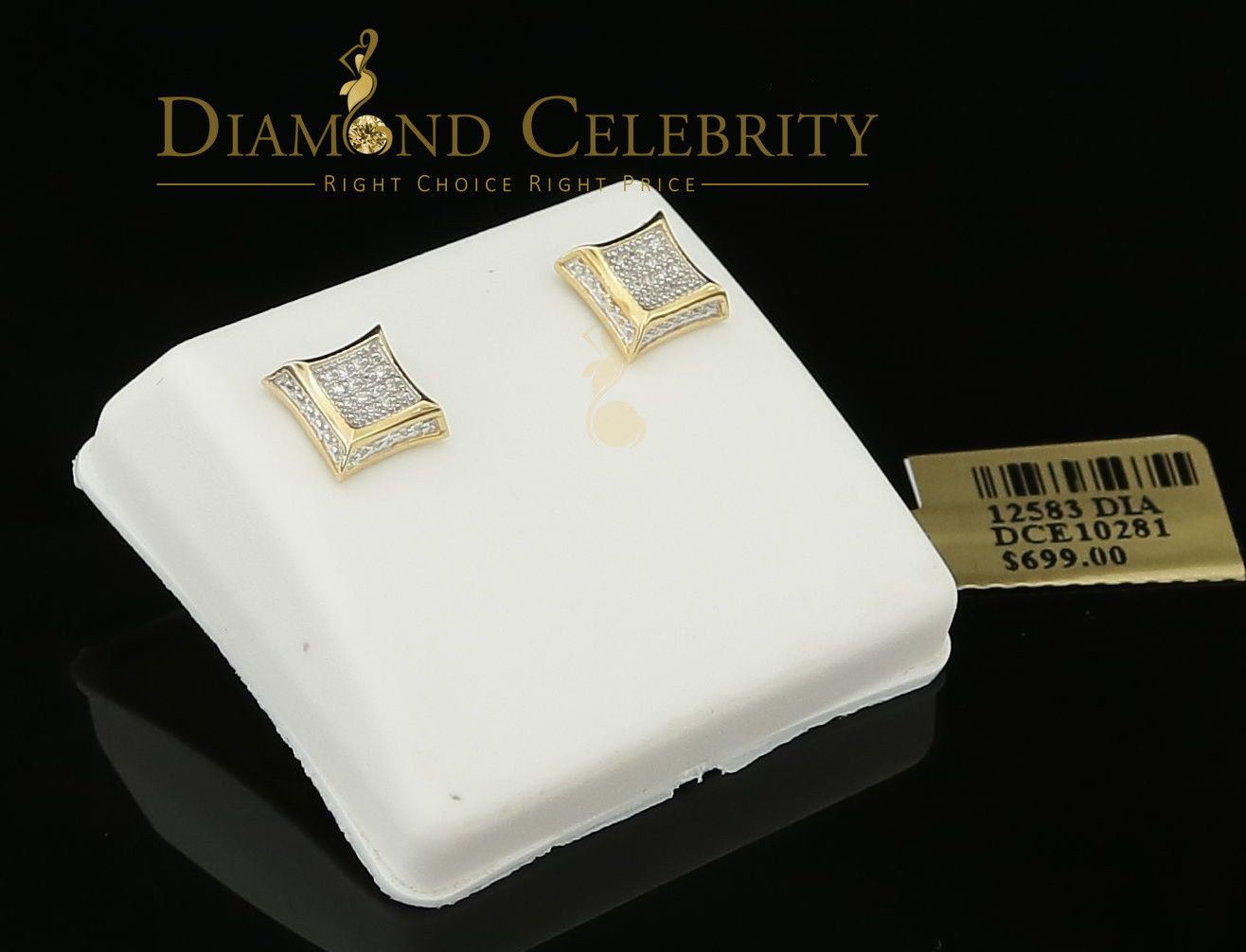 DiamondCelebritees Real Diamond 0.10CT with 10K Yellow Real Gold Men's /Ladies Studd Earring