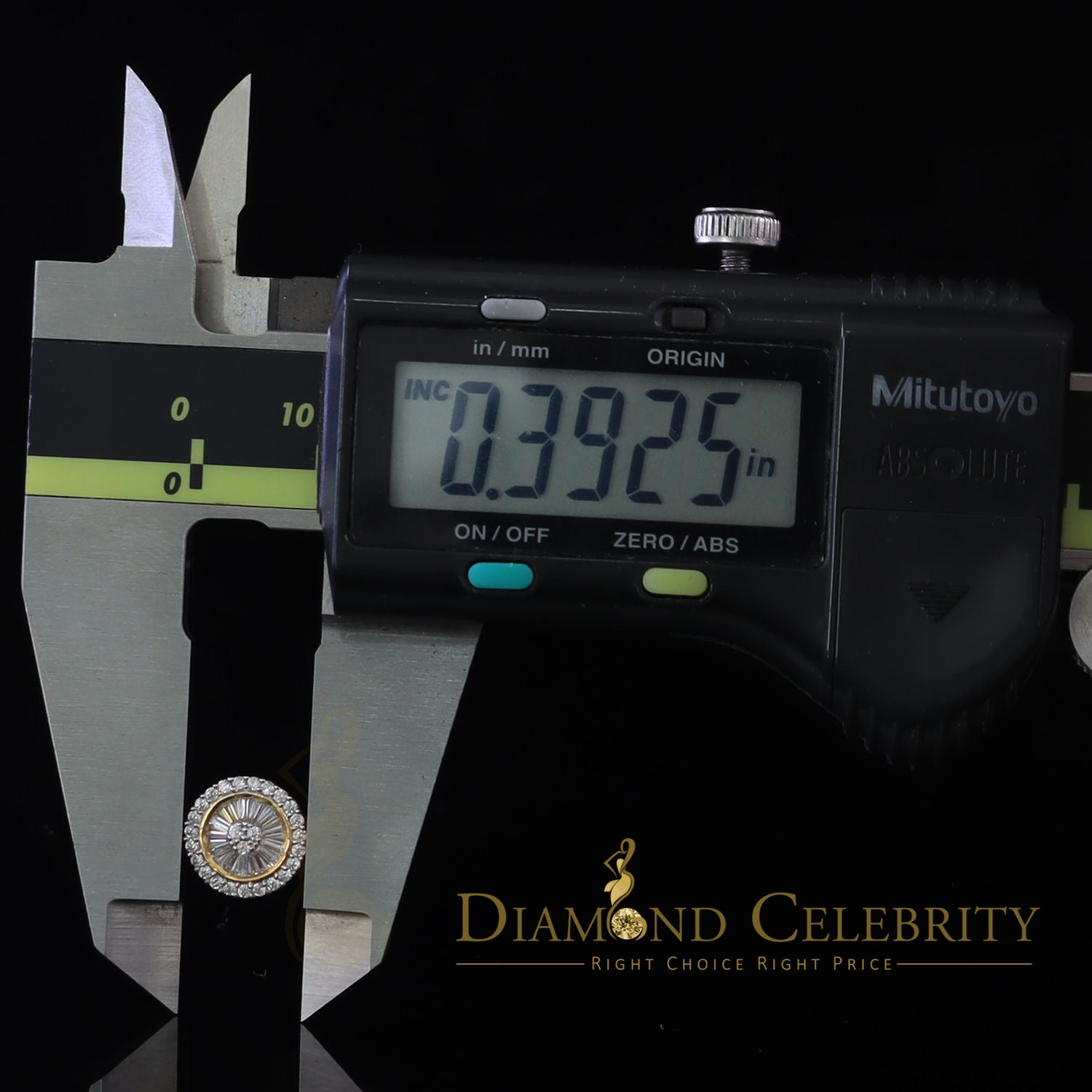 DiamondCelebritees  0.52ct Cubic Zirconia 925 Yellow Silver Women's & Men's Hip Hop Round Earrings