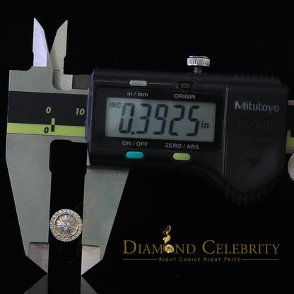 DiamondCelebritees  0.52ct Cubic Zirconia 925 Yellow Silver Women's & Men's Hip Hop Round Earrings