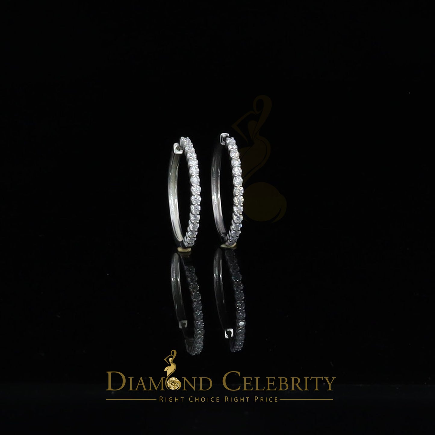 Diamondcelebritees 3.00ct Moissanite White 925 Sterling Silver Women's In and Out Hoop Earrings