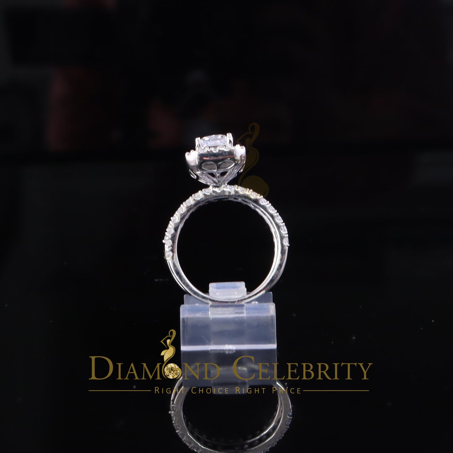 DiamondCelebritees 50 Cubic Zirconia Emearld Shape 2.97ct White Silver With Women Bridal Ring Sz7