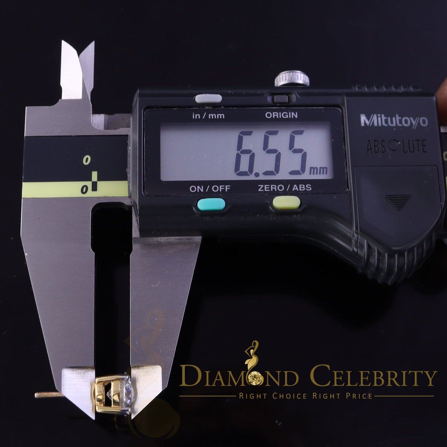 DiamondCelebritees 10k Real Yellow Gold with 3.50ct Round VVS 'D' Color Moissanite Stud Earrings