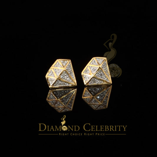 DiamondCelebritees 925 Sterling Silver Diamond 0.10ct Yellow For Men's/Womens Hip Hop Stud Earring
