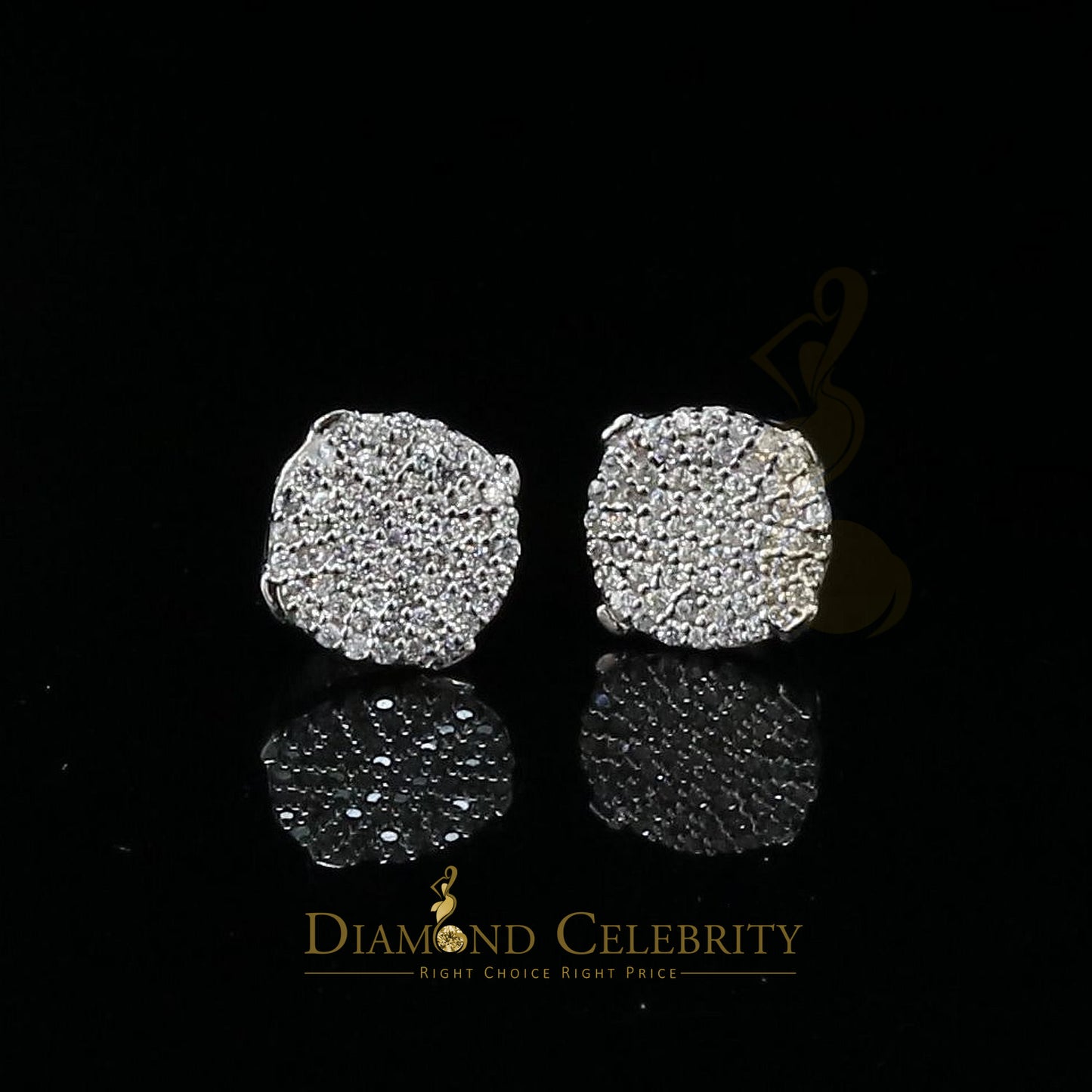 DiamondCelebritees  White 925 Silver 0.90ct Cubic Zirconia Women's & Men's Hip Hop Round Earrings