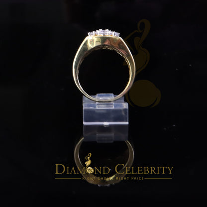 DiamondCelebritees Men's 925 Sterling Yellow Silver Floral 2.30ct Cubic Zirconia Ring Size 9.5