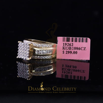 DiamondCelebritees 925 Sterling Yellow Silver Square 2.12ct Cubic Zirconia Womens Ring Size 7