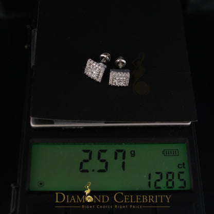 DiamondCelebritees  1.2ct Cubic Zirconia 925 White Sterling Silver Women's Hip Hop Square Earrings