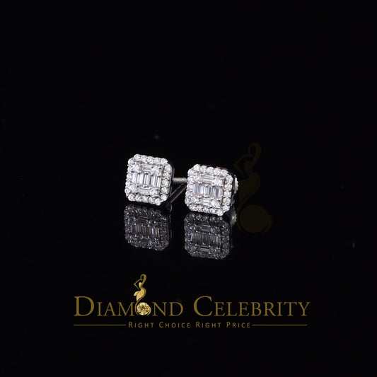 DiamondCelebritees  925 Hip Hop White Sterling Silver 0.64ct Cubic Zirconia Women's Square Earrings